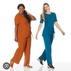 Iman 2 PC Pant Set-Teal XL